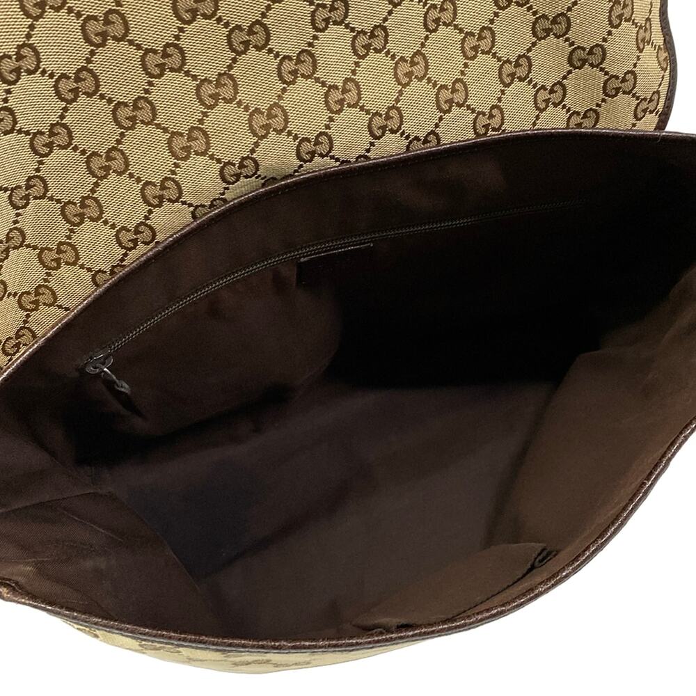 Gucci GG/Shelly Shoulder Bag 233052 Beige Dark Brown Jacquard Leather - Picture 7 of 15
